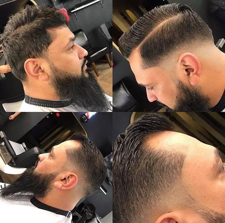 Beard, taper and slick-back styles — client work